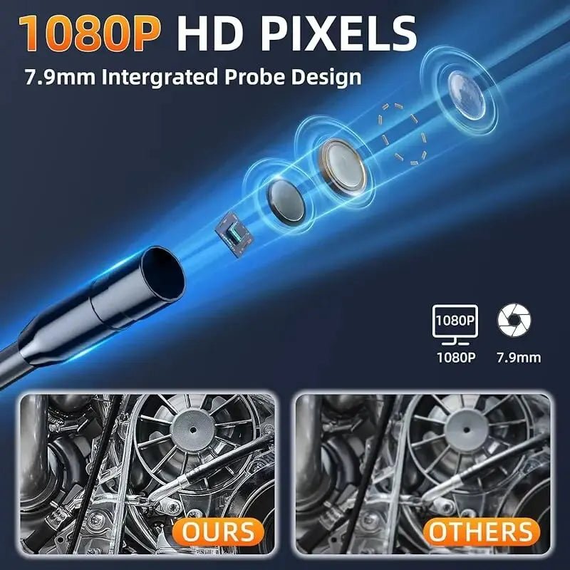 Industrial Endoscope Camera 8mm HD1080P 4.3inch IPS Screen 1080P Pipe Inspection Camera for Car Repair IP67 Waterproof 8 LEDS - Homevor