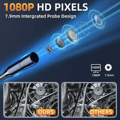 Industrial Endoscope Camera 8mm HD1080P 4.3inch IPS Screen 1080P Pipe Inspection Camera for Car Repair IP67 Waterproof 8 LEDS - Homevor