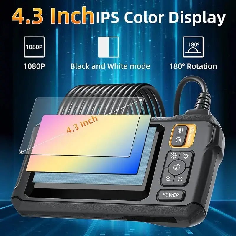 Industrial Endoscope Camera 8mm HD1080P 4.3inch IPS Screen 1080P Pipe Inspection Camera for Car Repair IP67 Waterproof 8 LEDS - Homevor