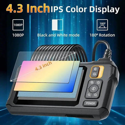 Industrial Endoscope Camera 8mm HD1080P 4.3inch IPS Screen 1080P Pipe Inspection Camera for Car Repair IP67 Waterproof 8 LEDS - Homevor