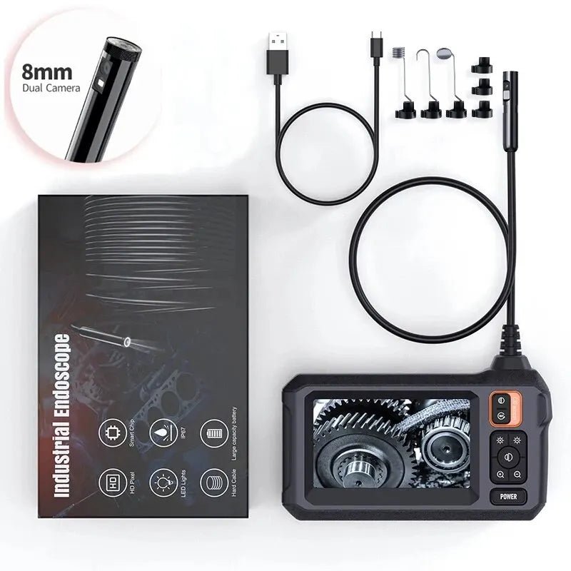Industrial Endoscope Camera 8mm HD1080P 4.3inch IPS Screen 1080P Pipe Inspection Camera for Car Repair IP67 Waterproof 8 LEDS - Homevor