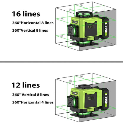 LFINE 3D/4D Laser Level 12/16 Lines Horizontal And Vertical With Remote Control 8 Lines 360°Self - leveling Laser Levels - Homevor