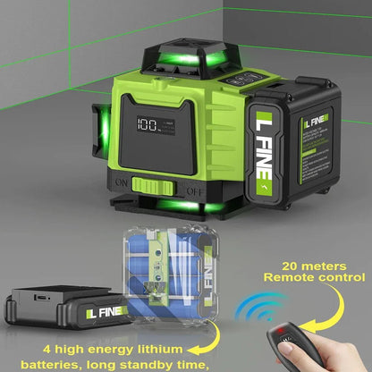 LFINE 3D/4D Laser Level 12/16 Lines Horizontal And Vertical With Remote Control 8 Lines 360°Self - leveling Laser Levels - Homevor