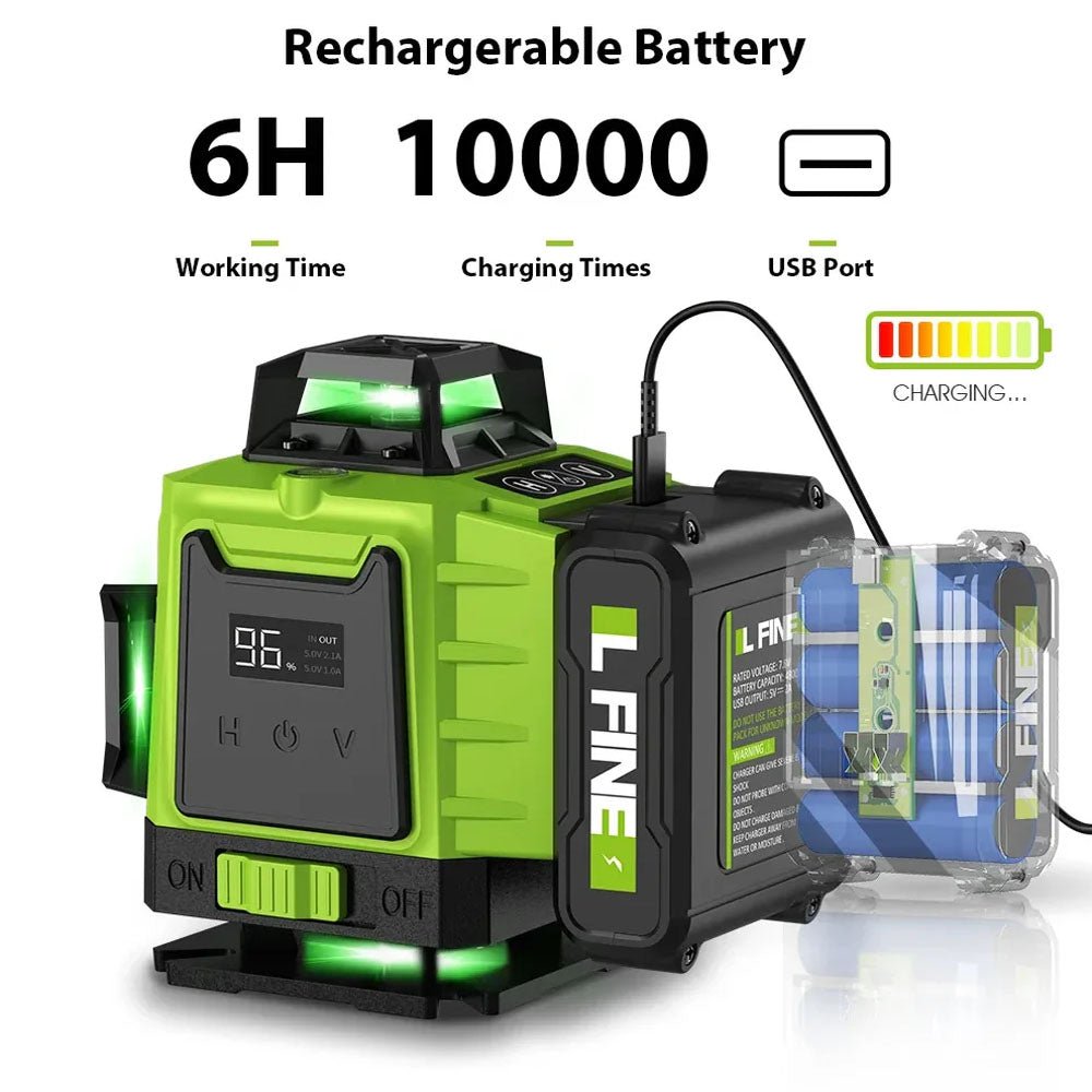 LFINE 3D/4D Laser Level 12/16 Lines Horizontal And Vertical With Remote Control 8 Lines 360°Self - leveling Laser Levels - Homevor