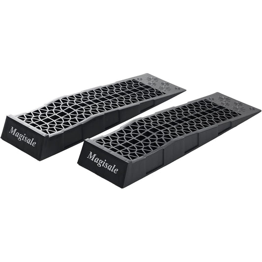 Low Profile Plastic Car Service Ramps 6 Ton Heavy Duty Truck Vehicle Ramps for Oil Changes& Maintenance - 4 Pack - Homevor