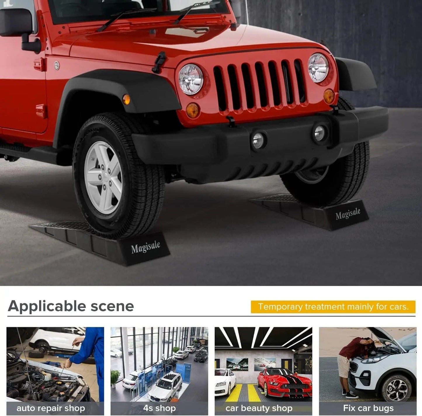 Low Profile Plastic Car Service Ramps 6 Ton Heavy Duty Truck Vehicle Ramps for Oil Changes& Maintenance - 4 Pack - Homevor