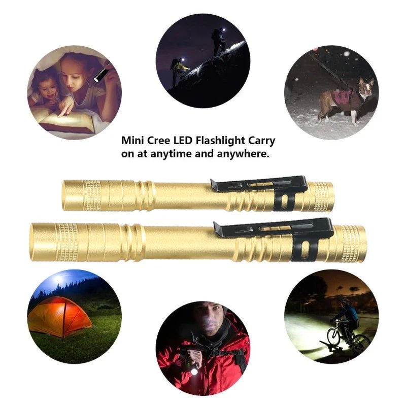 Mini Portable LED Pen Light With Clip Ultra Bright High Lumens Pocket Handheld Flashlight Torch For Camping Outdoor Emergency - Homevor