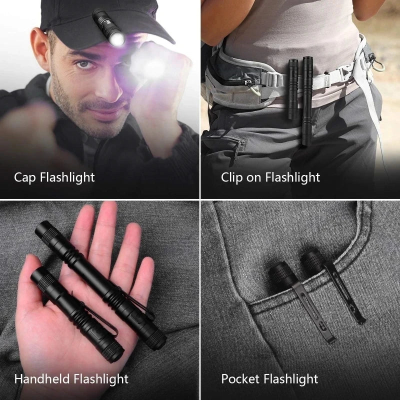 Mini Portable LED Pen Light With Clip Ultra Bright High Lumens Pocket Handheld Flashlight Torch For Camping Outdoor Emergency - Homevor